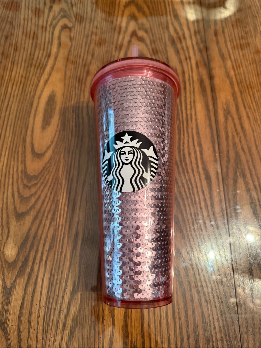 Starbucks Pink Sequin Tumbler with Matching Lid and Straw